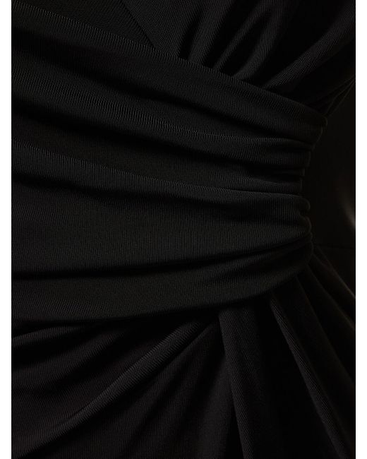 Robe midi asymétrique drapée à col montant Victoria Beckham en coloris Black