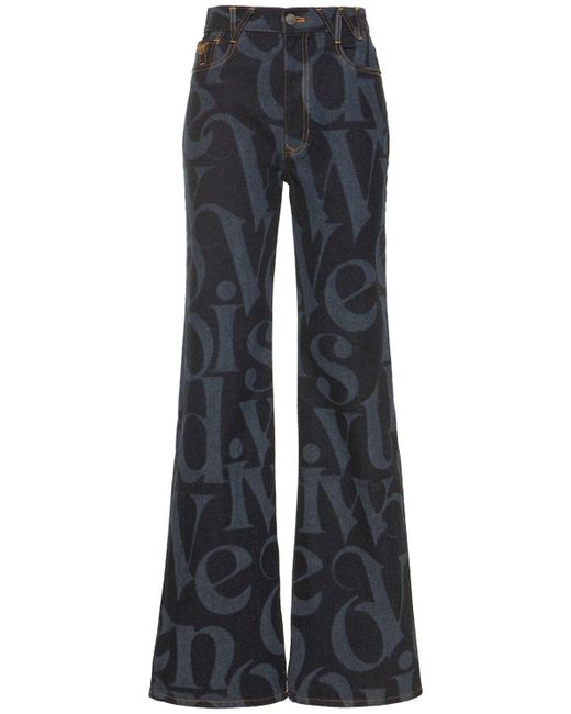 Vivienne Westwood Blue Ray Logo Printed Flared Jeans