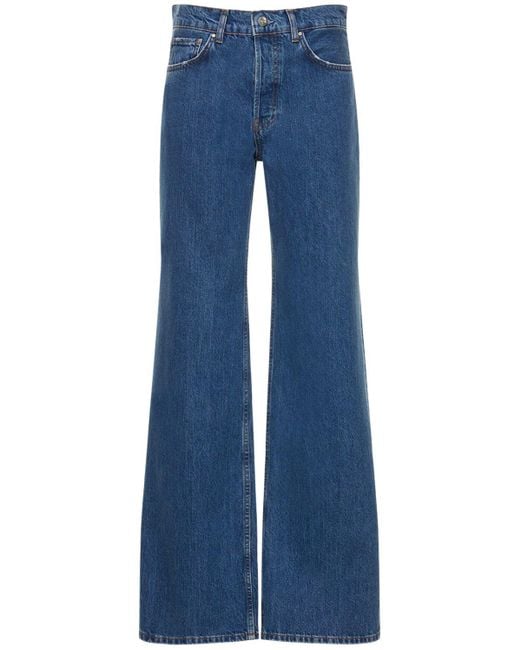 Jeans dritti hugh in denim di cotone di Anine Bing in Blue