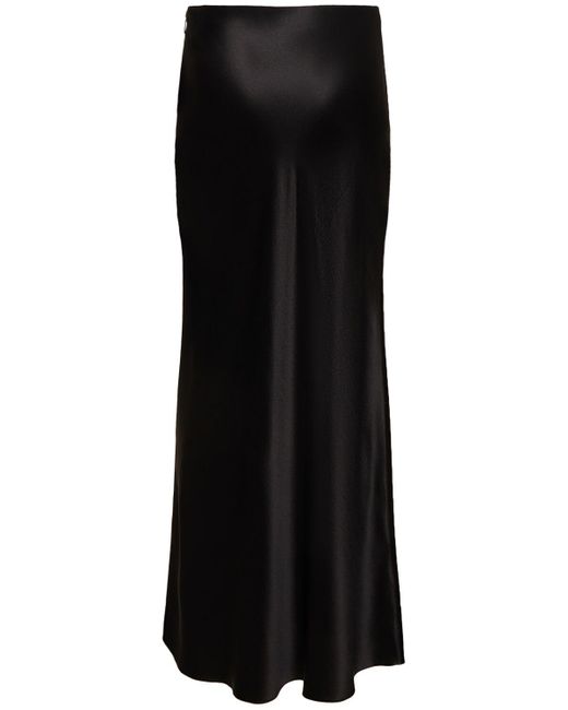 Saint Laurent Black Crepe Satin Long Skirt