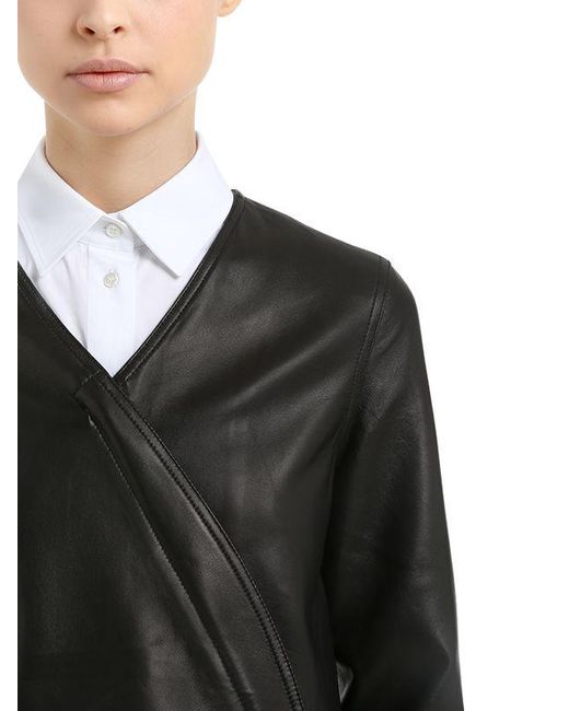 Lyst Aalto Cropped Leather Bolero Jacket In Black Aalto Black Cropped Leather Bolero Jacket Lyst