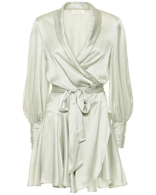 Zimmermann Silk Wrap Mini Dress | Lyst