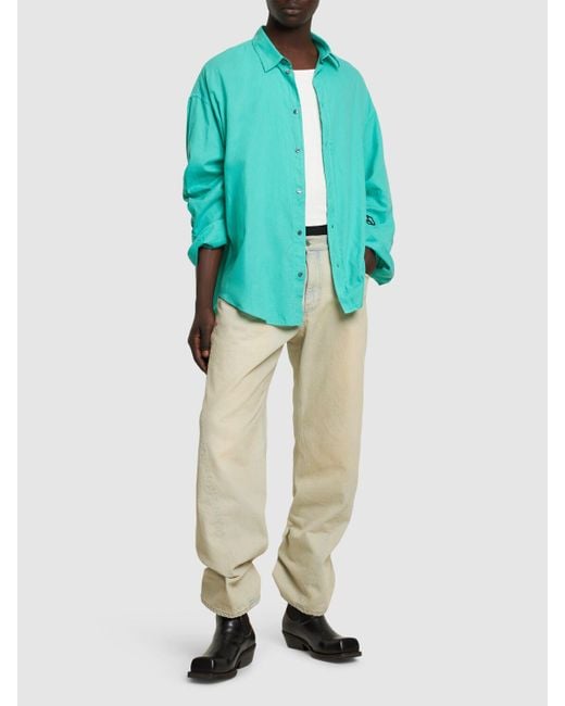 Camisa de algodón orgánico Acne de hombre de color Green