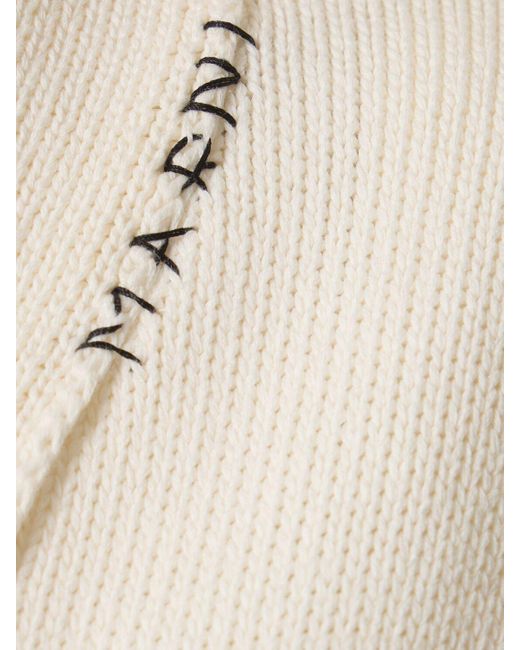 Marni Natural Distressed Cotton Knit Crop Cardigan