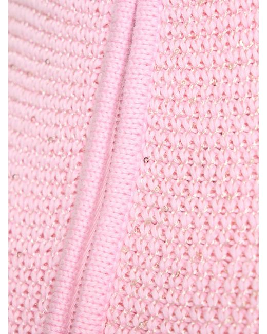 Gilet zippé à col montant en maille à sequins Alessandra Rich en coloris Pink