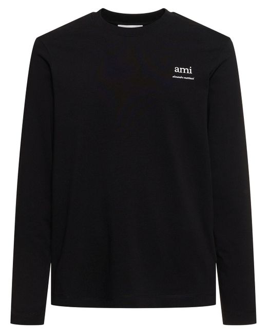 T-shirt boxy fit in cotone con logo di AMI in Black da Uomo