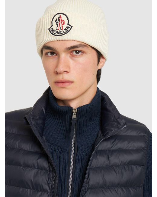 メンズ Moncler Wool Cordonet ウールビーニー Natural