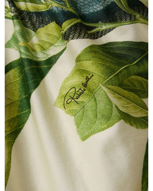 Roberto Cavalli Green Cotton Printed Mid Rise Long Skirt