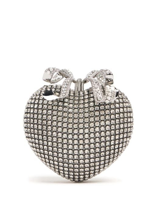 Self-Portrait White Crystal Heart Clutch