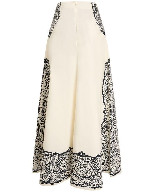 Chloé White Printed Cotton Poplin Long Skirt