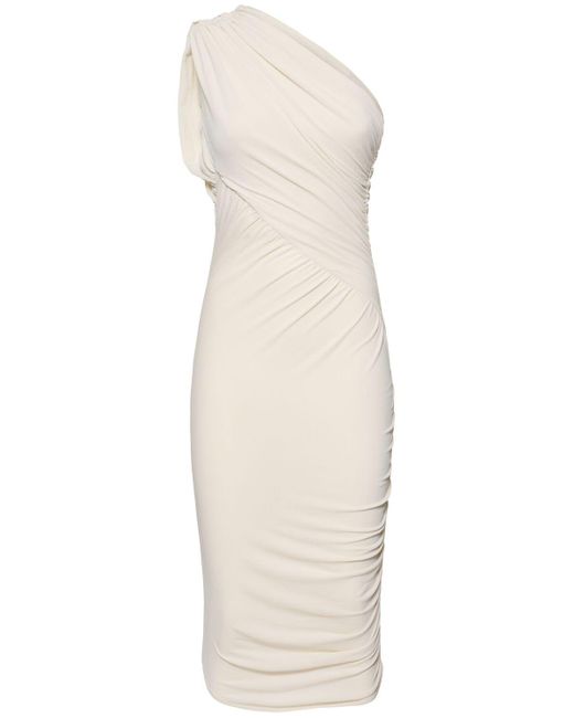 Rick Owens White Damen Einschulterkleid Mit Drapiertem Jersey „Amira“