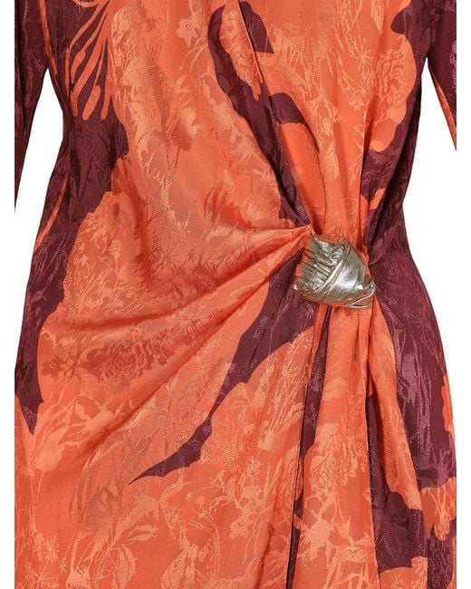 Johanna Ortiz Red Sanctuary For Dream Jacquard Midi Dress