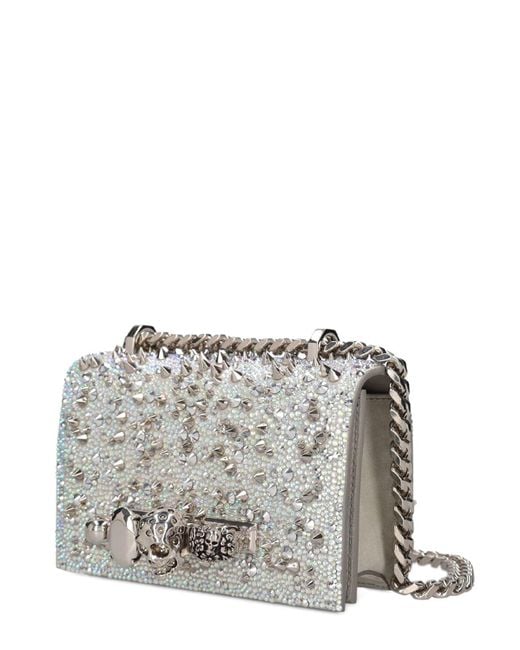 Alexander McQueen Gray Mini Jewelled Satchel Embellished Bag