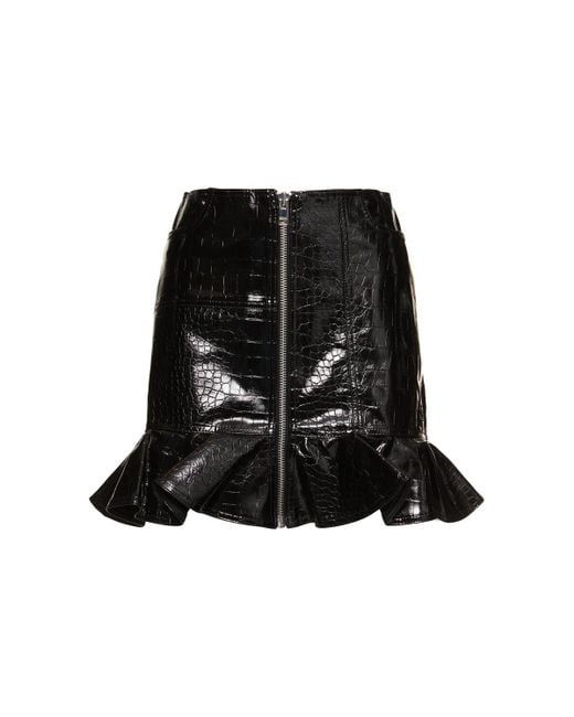 Ganni Black Future Coated Mini Skirt