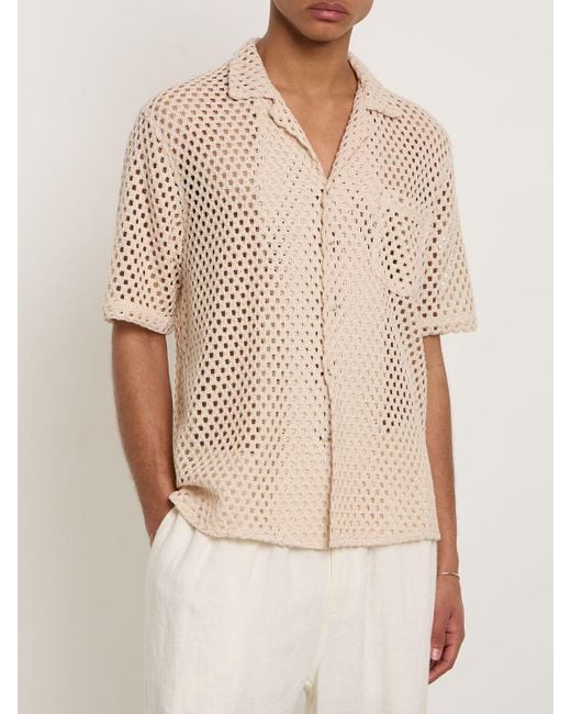 Commas White Short Sleeve Macramé Shirt for men