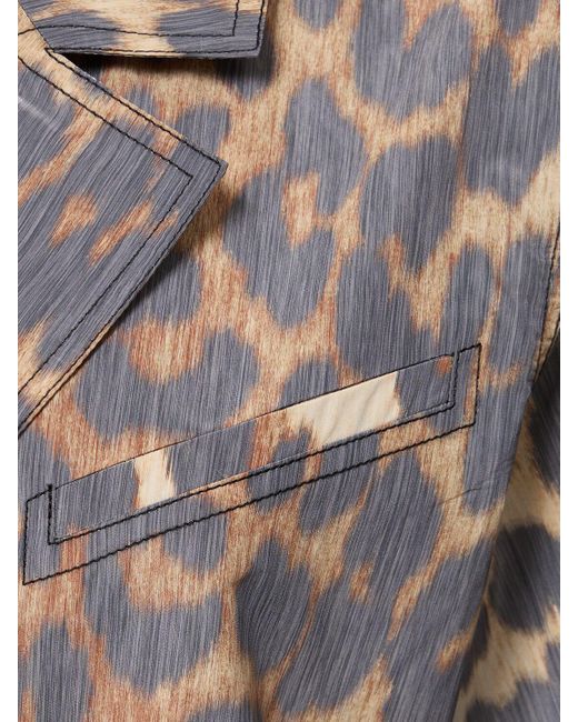 Ganni Brown Leopard Print Single Breasted Mantel