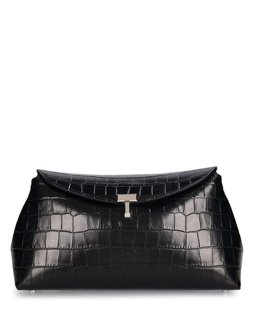 Borsa clutch t-lock in pelle stampa coccodrillo di Totême  in Black