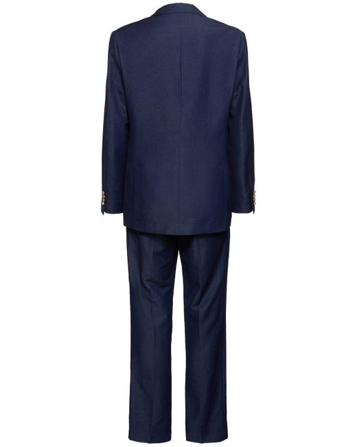 メンズ Brunello Cucinelli ウール&リネンデニム風スーツ Blue
