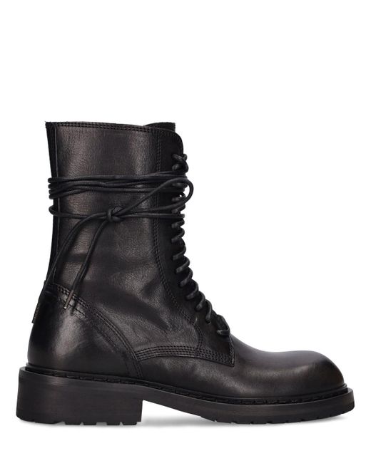Ann Demeulemeester Black 40mm Santiago Leather Combat Boots