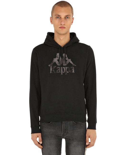 Kappa Black Logo Printed Cotton Sweatshirt Hoodie for men