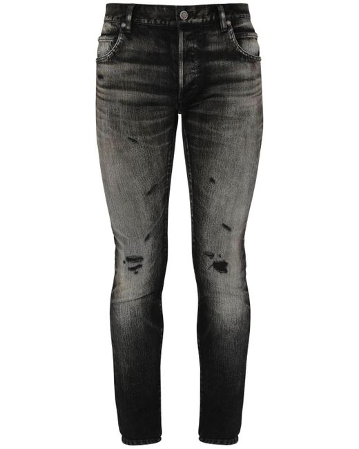 Balmain Gray Selvedge Skinny Cotton Denim Jeans for men