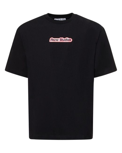 Acne Black Extorr Ski Logo Cotton T-shirt for men