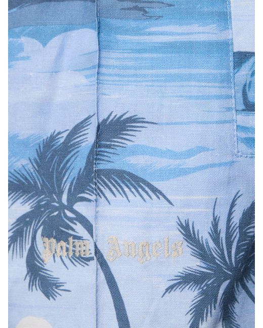 Palm Angels Blue Sunset Linen Blend Track Pants for men