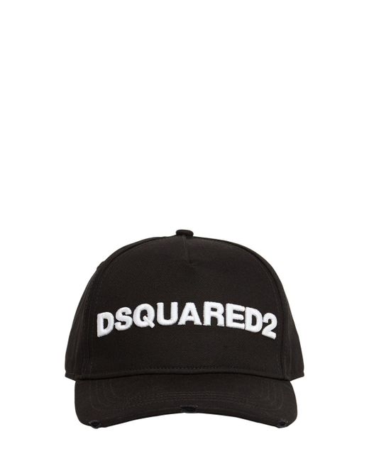 DSquared² Black Logo Embroidered Cotton Gabardine Cap for men