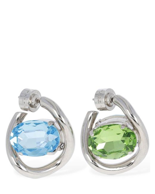 Marni Green Crystal Stone Hoop Earrings