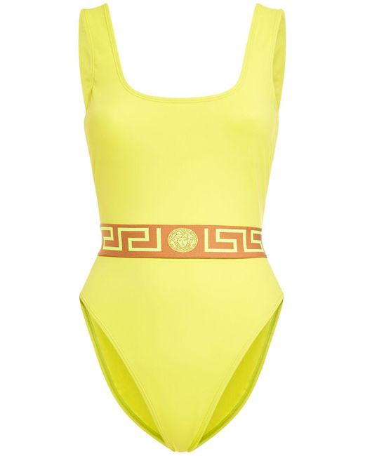 Versace Greca ライクラワンピース水着 Yellow