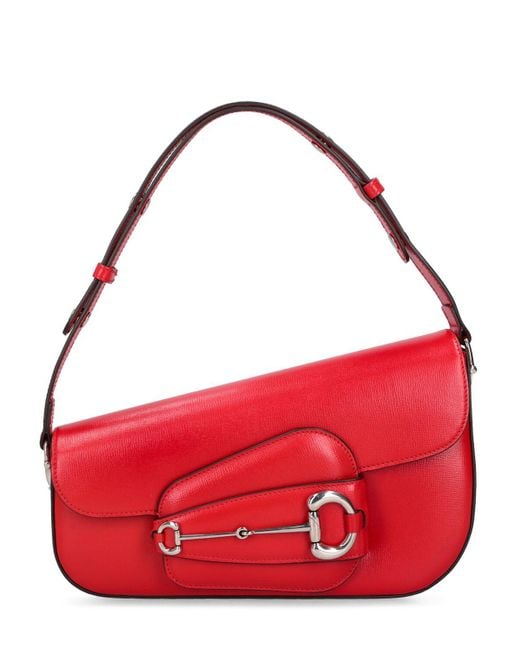 Gucci Red Small Horsebit 1955 Leather Shoulder Bag