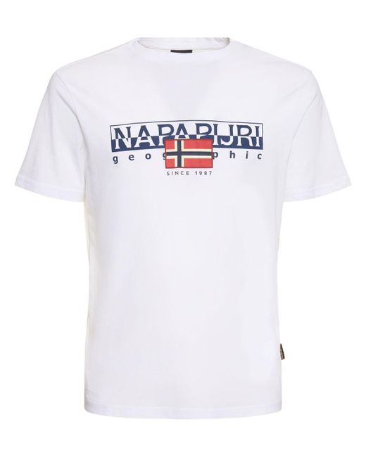 Camiseta de algodón Napapijri de hombre de color White
