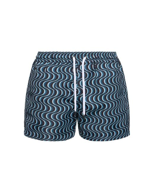Frescobol Carioca Blue Copa Camada Printed Tech Swim Shorts for men