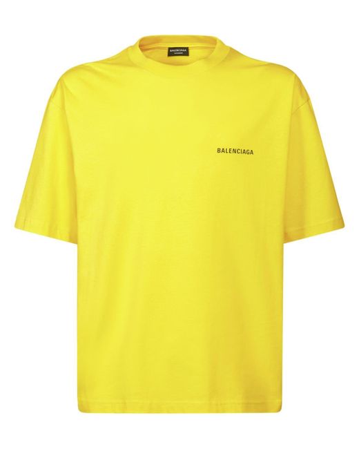 Camiseta De Algodón Con Logo Balenciaga de hombre de color Yellow