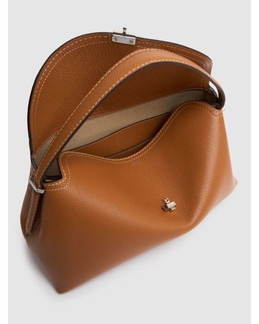 Totême  Brown T-Lock Grain Leather Top Handle Bag