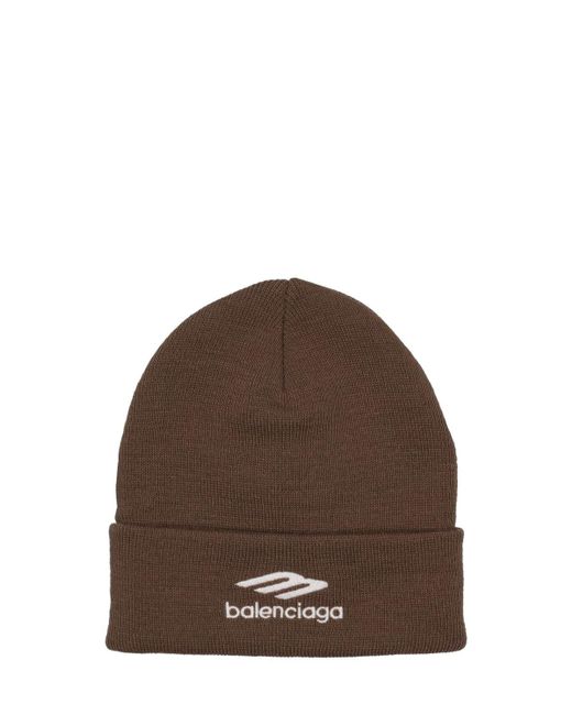 Balenciaga Brown Sports Icon Beanie Hat for men