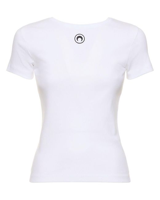 MARINE SERRE コットンリブtシャツ White