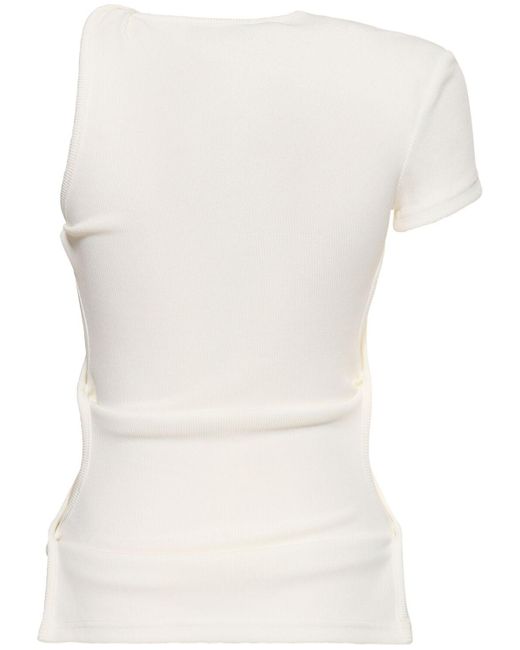 Christopher Esber White Twisted Side Cutout One Short Sleeve Top