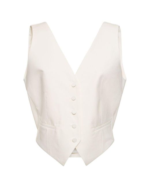Nina Ricci White Hinten Offene Weste Aus Leinenmischgewebe