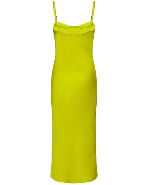 Versace Yellow Satin & Lace Midi Dress