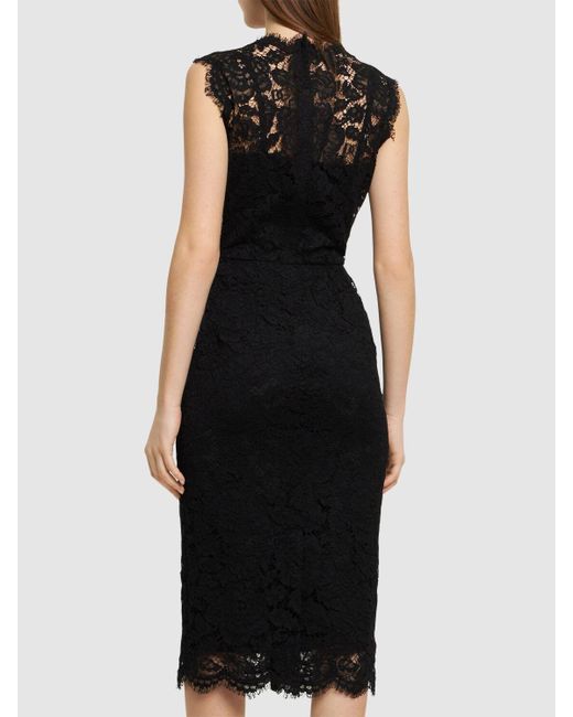 Dolce & Gabbana Black Sleeveless Lace Midi Dress