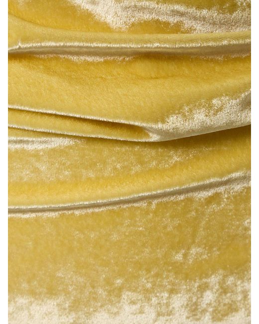 Jil Sander Yellow Velvet Long Sleeve Turtleneck Top