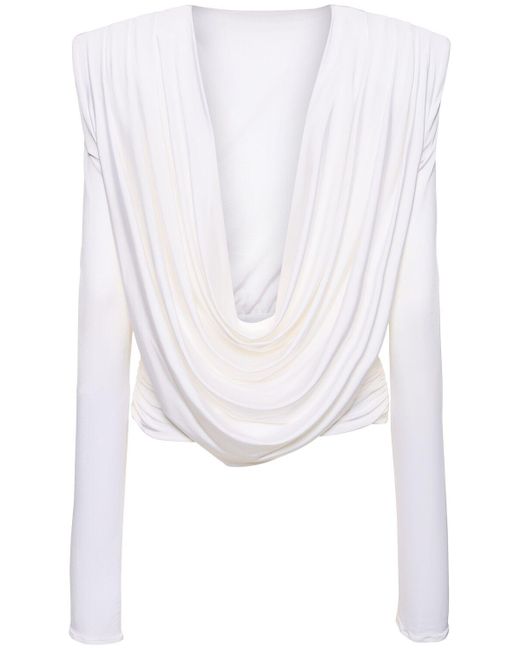 Magda Butrym White Jersey Long Sleeve Top