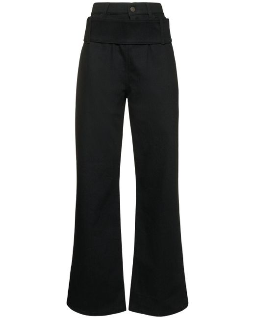 Courreges Black Double Belt Denim Pants