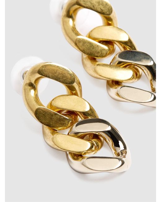 Saint Laurent Metallic 3 Curb Chain Links Earrings