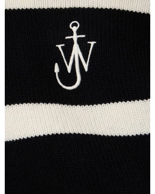J.W. Anderson Black Logo Striped Wool & Cashmere Sweater
