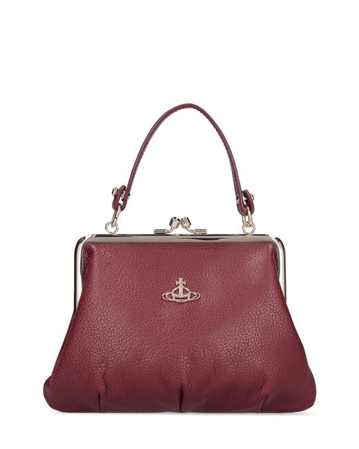 Vivienne Westwood Purple Granny Frame Grained Leather Bag
