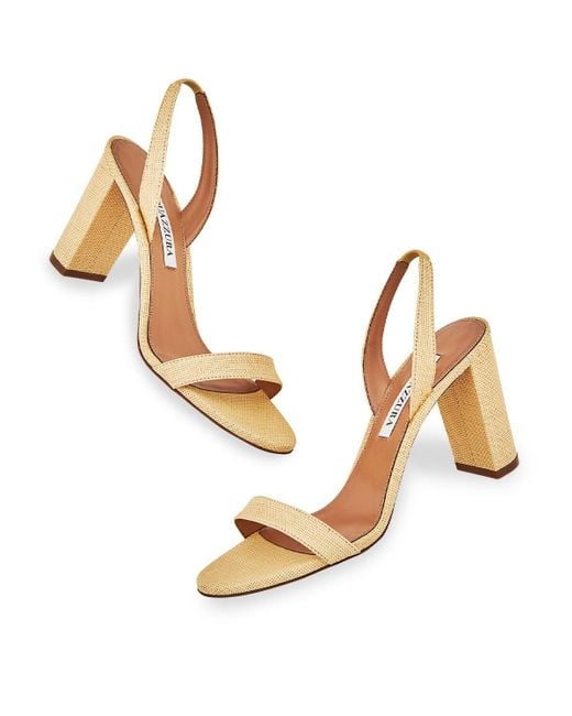 Aquazzura Metallic 85Mm So Nude Raffia Sandals