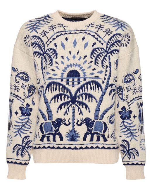Alanui Gray Lush Nature Cotton Blend Knit Sweater for men
