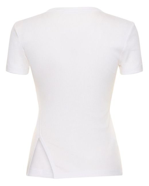 T-shirt en jersey de coton ajouré Helmut Lang en coloris White